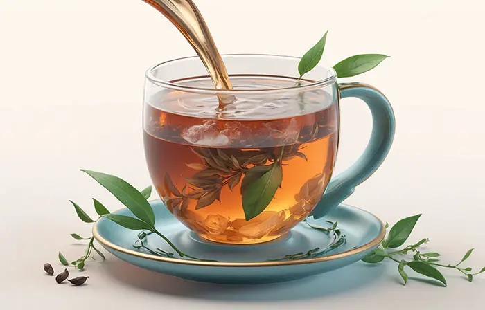 Green Tea in a Glass Cup Expressive 3D Picture Illustration